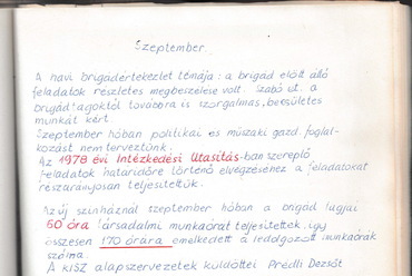 Brigádnapló, 1978 - forrás: Szolnoki József