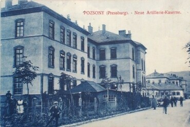 Pozsony, Új kaszárnya 1915 körül, tervező és kivitelező: Fejér Lajos (képeslap a szerző gyűjteményéből)
