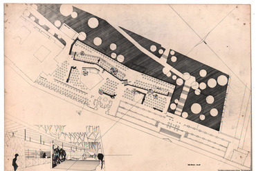 A KISZ Ifjúsági Park tervrajzáról készült, korabeli fényképen az 1962 januári dátum bogarászható ki. Pázmándi Margit rajza. Tervezőként Pázmándi (1930-1995) mellett Kéry Zoltán szerepel, de a munkában Mózer Pál is részt vett.