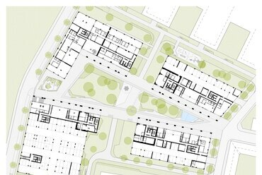 Metrodom Panoráma Lakópark, földszinti alaprajz  - terv: Hajnal Építésziroda Kft. Hajnal Zsolt, Kendelényi Péter