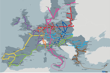A TEN-T közlekedési maghálózat az Európai Unióban. Forrás: Európai Számvevőszék