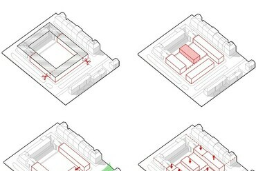 Tervezett beépítés, Residence Vysocany nemzetközi tervpályázat, 250 lakásos társasház, Építészet: ZIP Architects, 2020.