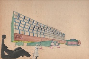 A Műszaki Egyetem látványrajza, kollázs-technika, 1963 körül.