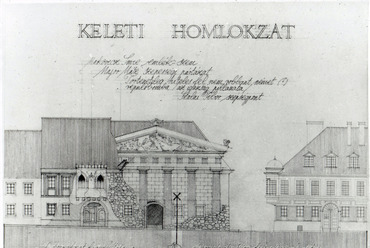 Kuslits Tibor: Magyar Építészeti Múzeum a Fortuna utca 18. alatt. Mesteriskolai felvételi terv, 1986. Keleti homlokzat.