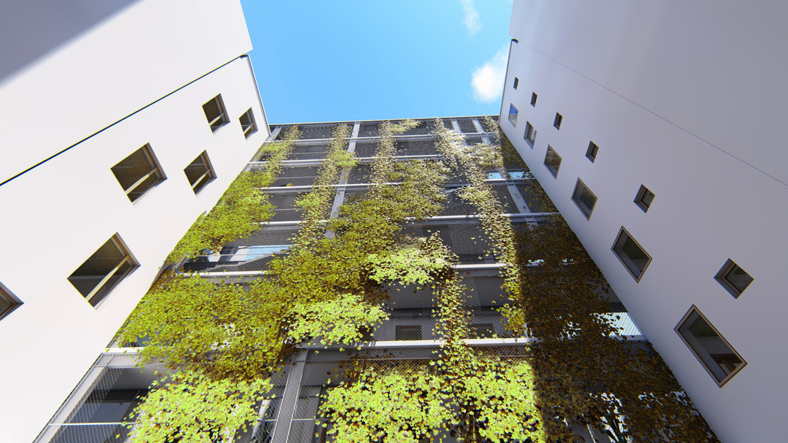 Kollégium épület, Budapest, Kazinczy utca 18, 2020., Tervező: Simon Zsófia, BME Lakóépülettervezési Tanszék, Építész konzulens: Dankó Zsófia