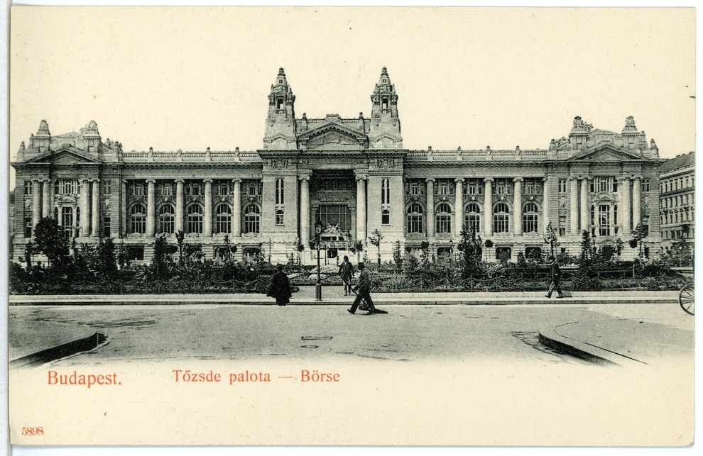 Tőzsdepalota régi képeslapon, 1905 – forrás: Wikipedia