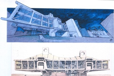 Nyíregyháza, Megyei Művelődési Központ homlokzati terve – pályázati terv:  Bán Ferenc, 1969-1974 – kivitelezés, 1975- 1981