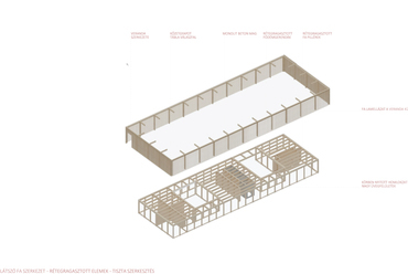 Megújulás háza, onkológiai központ a Svábhegyen, emelet szerkezete –  terv: Zámbó Kamilla / BME Építészmérnöki Kar, Középülettervezési Tanszék