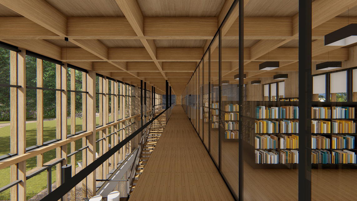 Könyvtár - A Bakonyi Természettudományi Múzeum új épülete - építész: Kövesdi Andrea