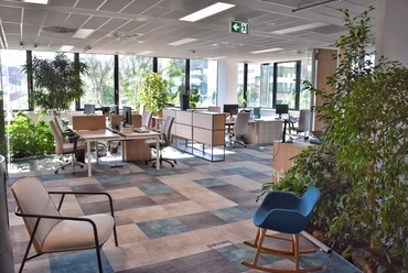 A 3E International Kft. új irodája a budai HillSide irodaházban. Az átláthatóság és a funkcionalitás mellett a harmonikus környezet megteremtése is fontos cél volt - fotó: Gesztesi Gergő