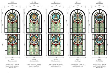 Az üvegablakok rekonstrukciós terve. Kép forrása: Bor András