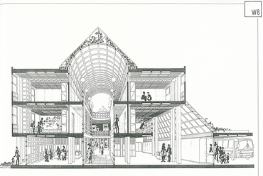 Galériaépület terve, Zürich, Svájc, 1979, Hajnos Miklós