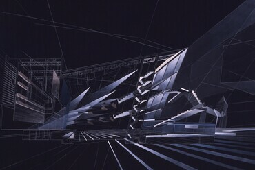 	Zaha Hadid víziója a Cardiff-öbölbe tervezett operaházról, Terv: 1994-1996, Kép közlése: a Zaha Hadid Architects hozzájárulásával