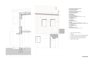 Szociális lakások, Miskolc – falmetszet – Terv: Gulyás Eszter / BME Építészmérnöki Kar Lakóépülettervezési Tanszék