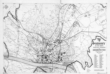 Pozsony sz. kir. város átnézeti térképe és városbővítési terve, 1906. Forrás: OSZK Térképtár, TM 422