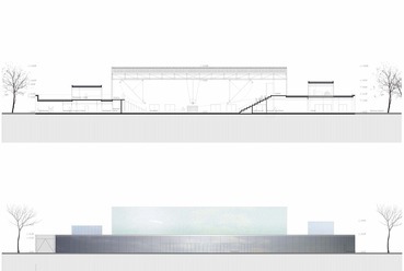 Metszet – Homlokzat – Hajdúszoboszló Multifunkciós Rendezvénycsarnok – építész: Stúdió´100 
