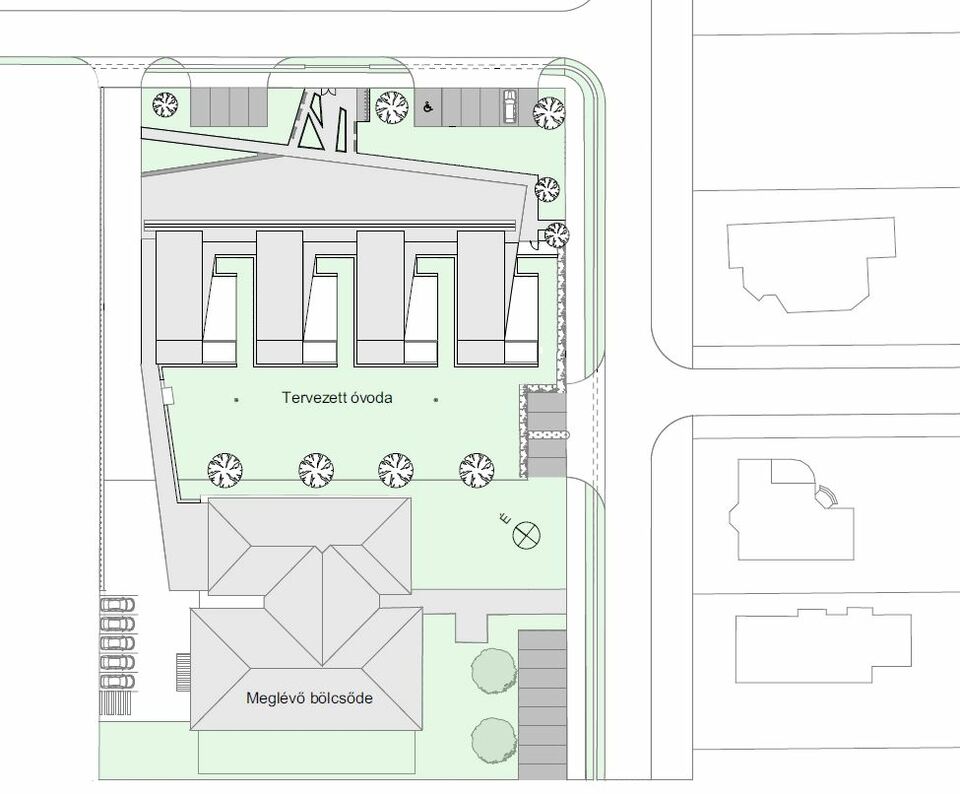 Négycsoportos óvoda – helyszínrajz – tervező: Paládi-Kovács Ádám, Lami Anna, Sándor Bálint