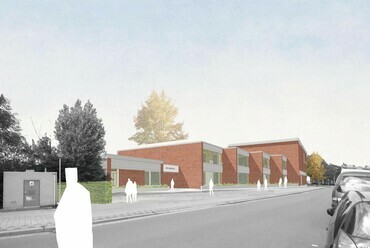 	Het Vliegertje óvoda és általános iskola Deurne városában – Látványterv – Építész: BULK architecten