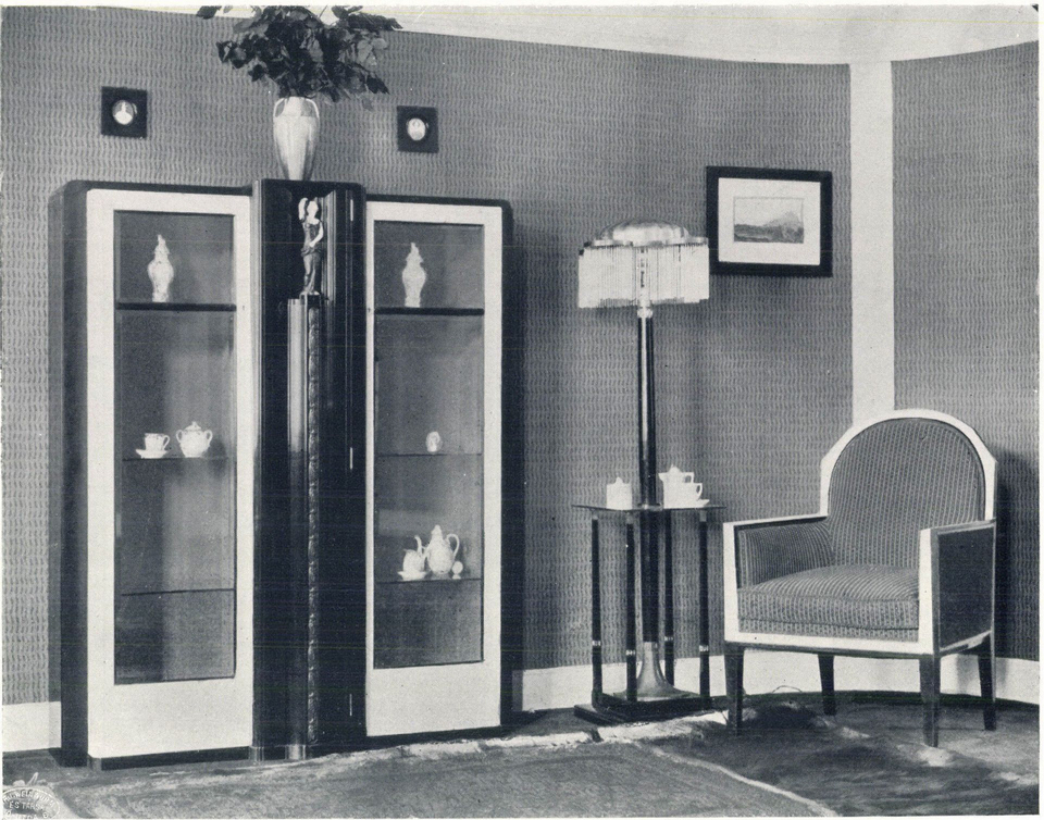 Szalonrészlet 1908-ból, tervező: ifj. Bodon Károly (Ludwig Alter cég, Darmstadt) (Magyar Iparművészet, 1908/7., 290. o.)