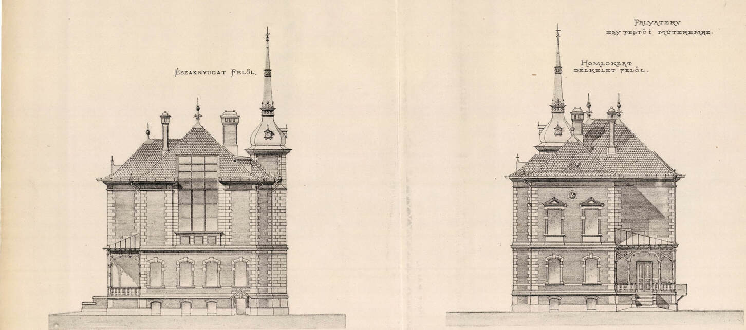 Bierbauer István első díjas pályaműve a Magyar Mérnök- és Építész Egylet festő műteremre kiírt kispályázatán, 1888-ból (Építő Ipar, 1888/52., 371. o.) 