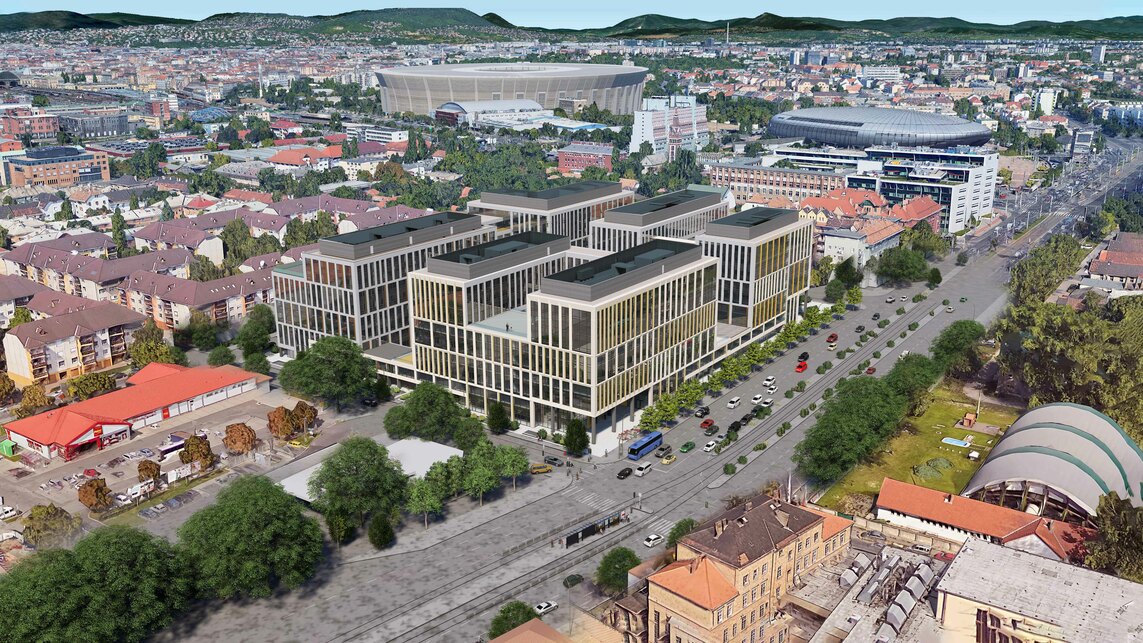 Arena Business Campus 'A' épület – Terv: Vikár és Lukács Építész Stúdió Kft. – látványterv