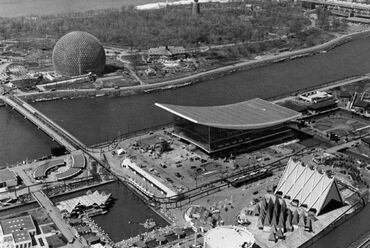 Az 1967-es montreáli expo madártávlatból anno. Forrás: hiddenarchitecture.com