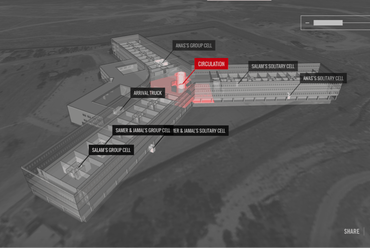A Saydnaya börtön feliratozott építészeti modellje © FORENSIC ARCHITECTURE, 2021