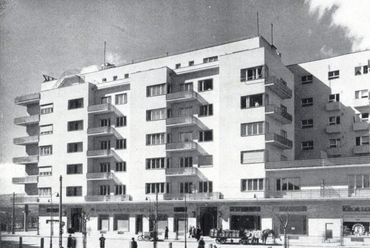 Budapest, Pozsonyi út 38-42., 1937-ben, tervező: Hofstätter Béla és Domány Ferenc (Tér és Forma, 1937/5., 132. és 138. o.)
