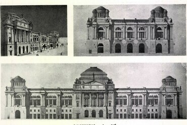 A budapesti áru- és értéktőzsde palotájára kiírt tervpályázat, ifj. Bobula János által beadott pályaterv 1903-ból (Magyar Pályázatok, 1903/3., 27. o.) 