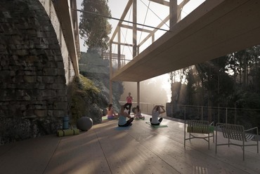 Meditációs terasz, Ova da Bernina-szurdok ötletpályázat, Építészet: Hódi Péter, 2021