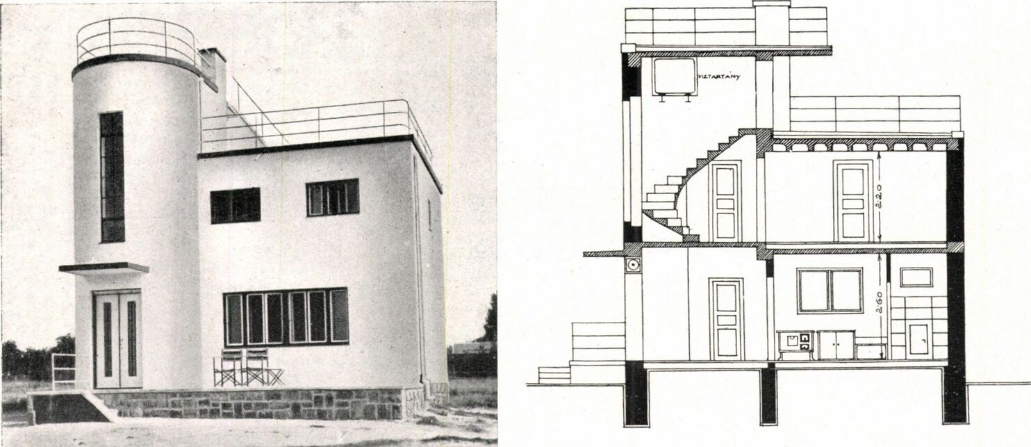 Balatonboglár, családi nyaraló 1931-ből, tervező: Tevan Rezső (Tér és Forma, 1931/10., 329. o.)