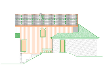 	Lakóház bővítése Solymáron – homlokzat – tervező: AU Műhely