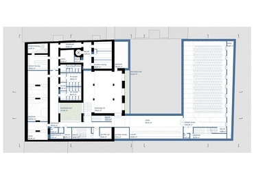 A Hetedik Műterem terve a Tranzit Ház Közösségi Tér és Képzési Központ Építészeti Tervpályázaton - pinceszint
