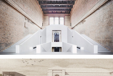 David Chipperfield: Neues Museum (fotó: Candida Höfer) összevetve Malkócs Krisztina diplomatervével (Fácános, Budapest, 2021, konzulens: Kronavetter Péter DLA) 