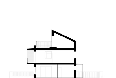 A Studiobazaar Építész és Design Műhely négylakásos társasháza Pécsett. Keresztmetszet