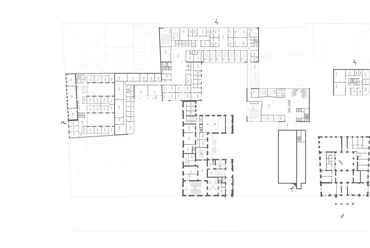 I. emelet alaprajz - egyetemi élet, A Pázmány Campus megosztott III. díjban részesült pályamunkája, Tervezők: Archikon és Újirány
