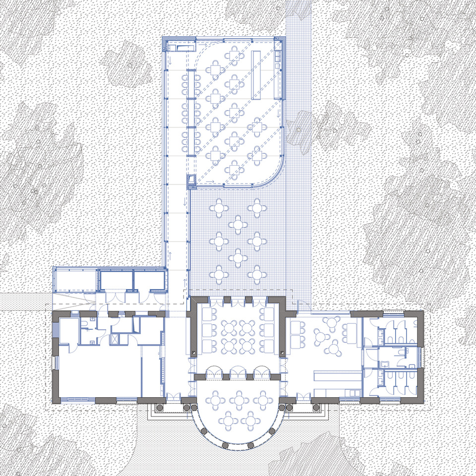 Normafa Síház rekonstrukciója és bővítése – alaprajz – terv: Hetedik Műterem és Studio Konstella