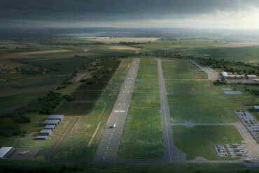 A Debreceni Nemzetközi Repülőtér terpályázatának nyertes terve, Tervező: BORD Építész Stúdió, A képek forrása: Dehir