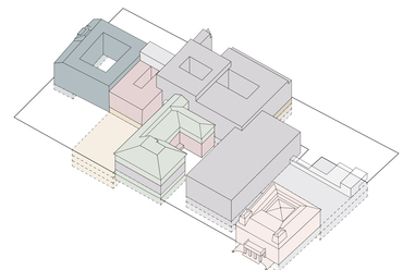 A 3h Építésziroda terve a Pázmány Campus pályázatán – funkcionális elrendezés