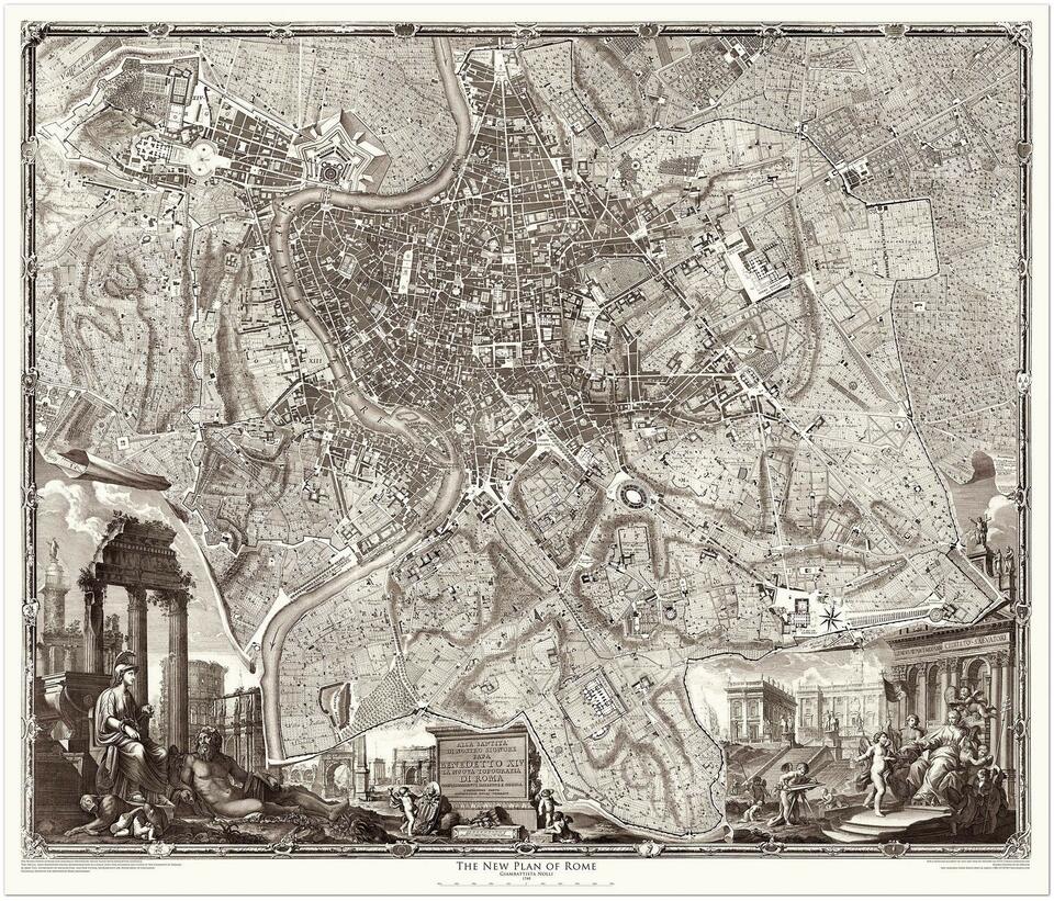 A kötet hátsó borítója, Róma térképe (Giambattista Nolli, 1748)