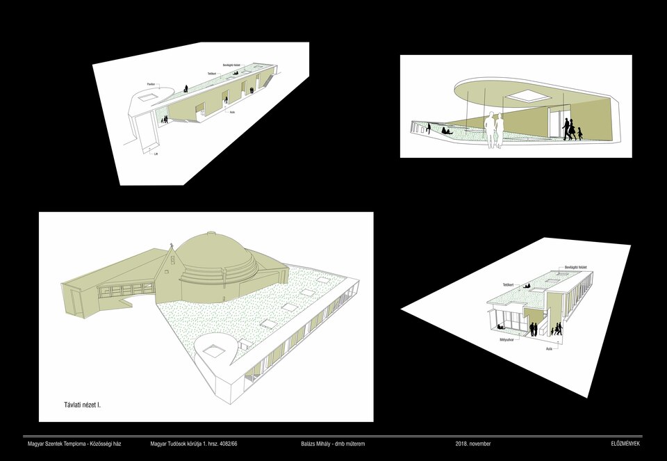 Magyar Szentek Plébánia új közösségi terme – Balázs Mihály építész műterem és a dmb műterem kft. – korábbi tervváltozat
