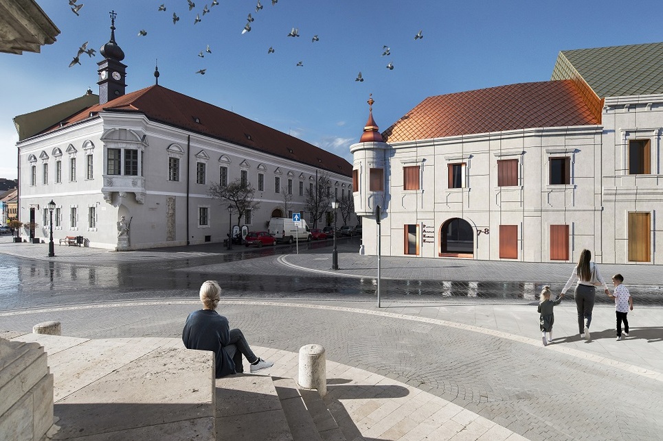 A leendő konferenciaközpont a Szentháromság téren. Forrás: RAPA Architects, látványterv: Császár Szabolcs