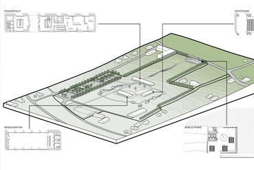 A 12Raszter Mérnökiroda építészeinek elismerésben részesült terve a badacsonyi pályázaton - axonometria