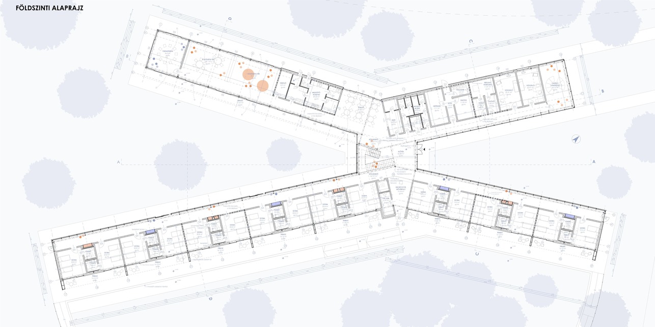Tüdőrehabilitációs központ gyermekeknek – Földszinti alaprajz – Terv: Radics Laura