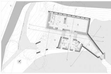 Pápai Építész Stúdió: Lóczy-barlang Látogatóközpont, Balatonfüred. Földszinti alaprajz