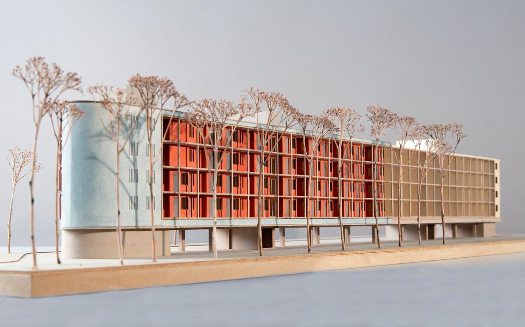 Florian Nagler Architekten, "Élet Dantebadban" projekt, München, Makett, 2015., © Archiv des Architekturmuseums der TUM