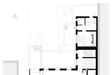 Studiobazaar: Belvárosi társasház átépítése Pécsett. 2. emeleti alaprajz