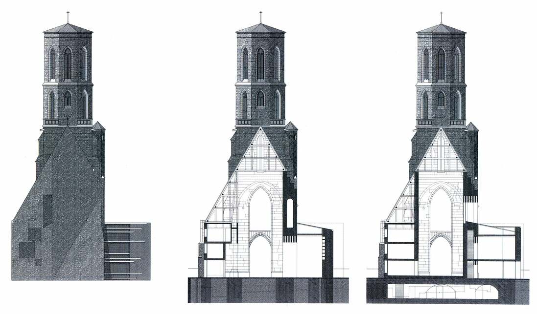 Helyőrségi Főtemplom terve, Budapest, Kapisztrán tér, 1999-2000 – építész tervező: Balázs Mihály, Török és Balázs Építészeti Műterem – építész munkatárs: Tarnóczky Tamás