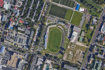 A Vasas Fáy utcai létesítménye a magasból, itt valósulhat meg a jövőben a sportkomplexum. Kép forrása: Google Maps