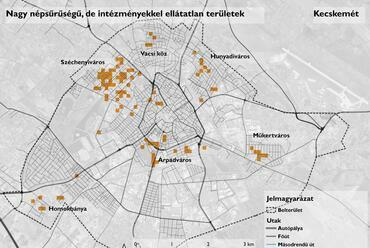 Nagy népsűrűségű, de intézményekkel ellátatlan területek